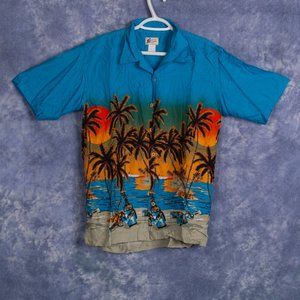 Cherokee Waikiki Wear Shirt w/ Palm Trees & Beer Bottles Sz S